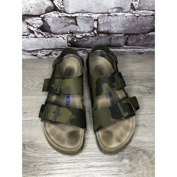 Birkenstock Milano Army Green Leather Ankle Strap Sandals Women’s Sz 37EU/6M US - Picture 3 of 16